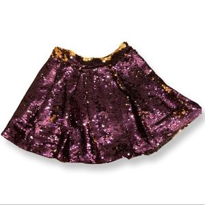 Bardot Junior sequin skirt. Purple & Gold flip sequins. Girls 5T.